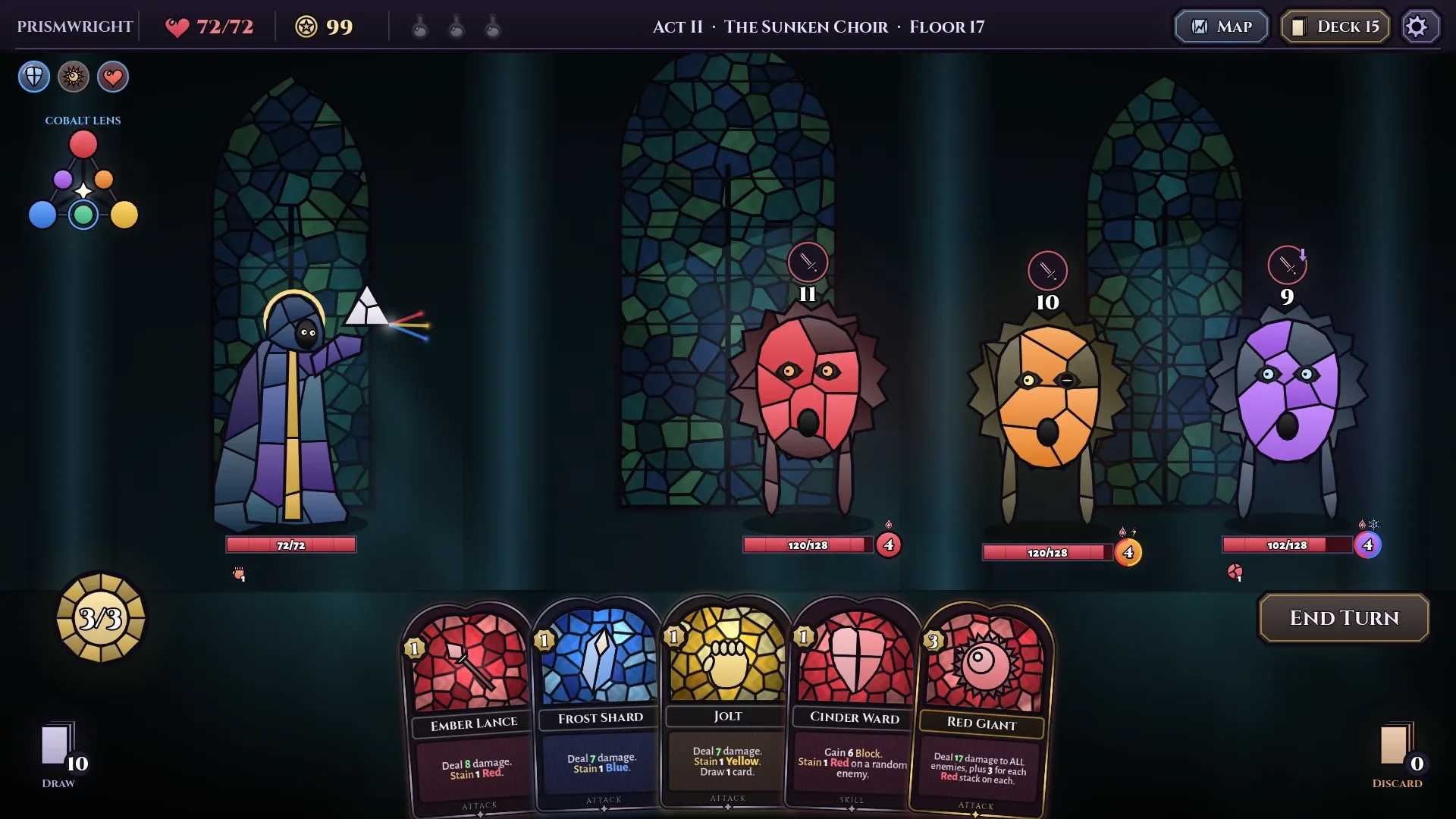 A battle against the three voices of the Choir Eternal in the Sunken Choir.